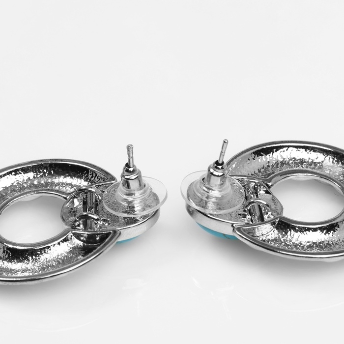 Серьги Серьги "Бирюзовый мир" сфера, цвет голубой в серебре