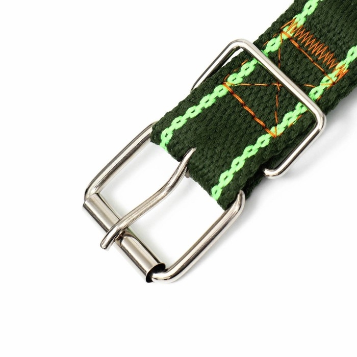 Ошейник брезентовый безразмерный однослойный, 58 х 2,5 см, хаки/салатовый Ошейник брезентовый безразмерный однослойный, 58 х 2,5 см, хаки/салатовый