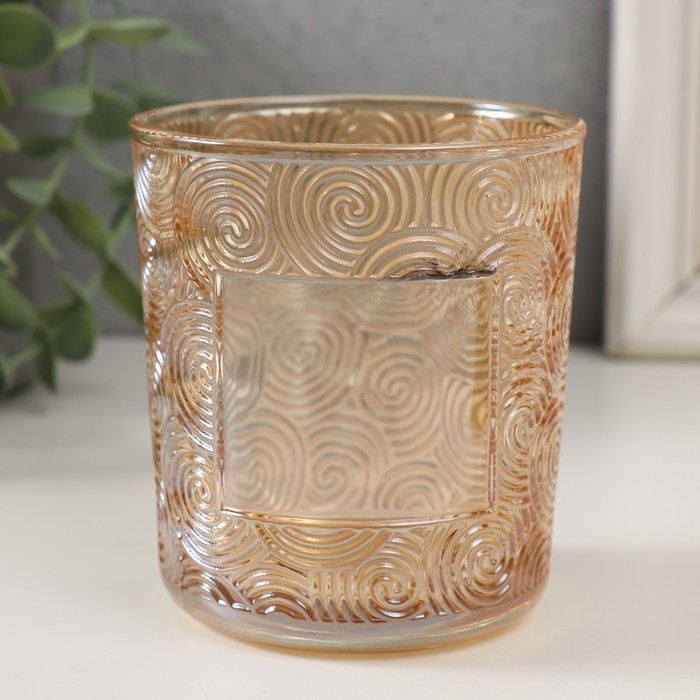 Банка для свечей стекло Банка для свечей стекло "Вихрь" прозрачный оранжевый 350 мл 8,5х8,5х10 см