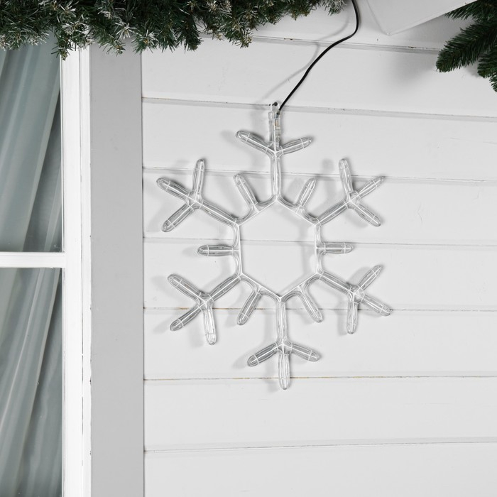 Светодиодная фигура «Снежинка», 55 см, дюралайт, 120 LED, 220 В, мерцание, свечение белый/синий