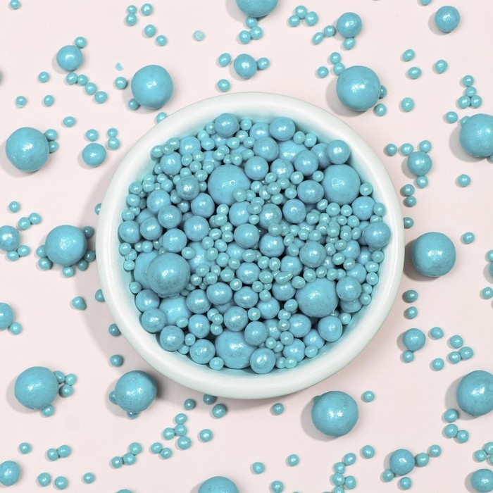 Посыпка кондитерская с мягким центром  Посыпка кондитерская с мягким центром "Жемчуг", бирюзовая, 50 г