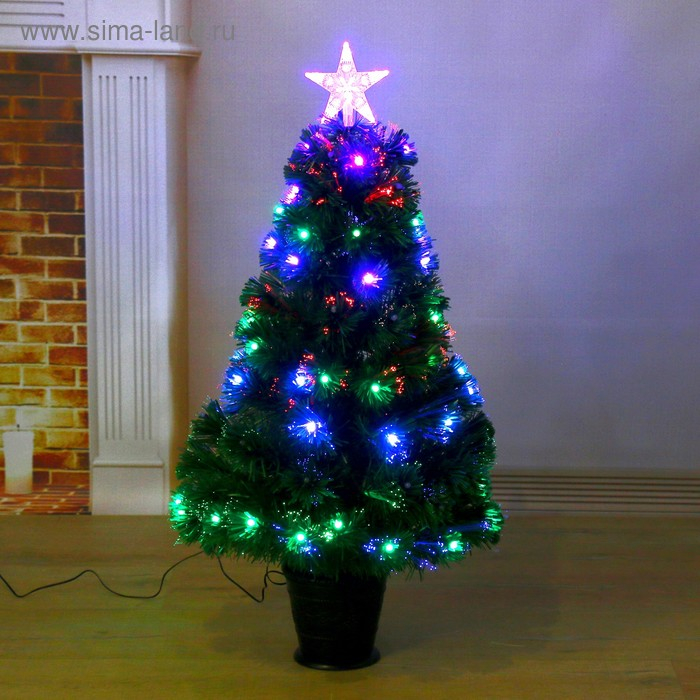 Ёлка фиброоптическая 90 см свечение, d нижнего яруса 50 см, 80 веток Ёлка фиброоптическая 90 см свечение, d нижнего яруса 50 см, 80 веток