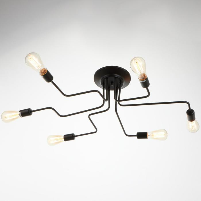 Люстра  Люстра "Линии" 6х40Вт Е27 черный 80х65х18 см BayerLux