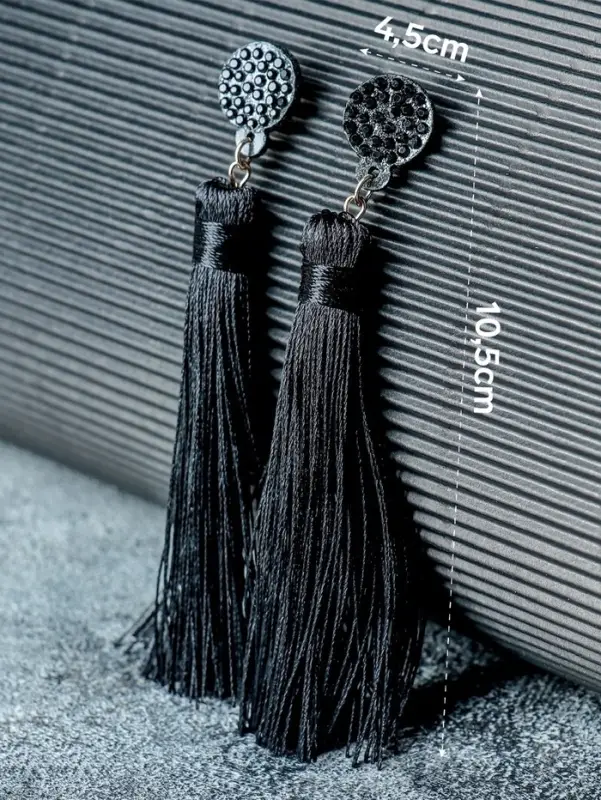 Серьги &laquo;Кисти&raquo;, гармония, чёрные, L кисти 8.5 см