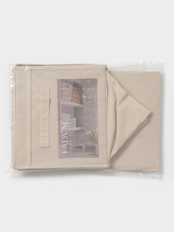 Короб стеллажный с крышкой LaDо́m, размер 38х26х24 см, цвет бежевый, материал батист