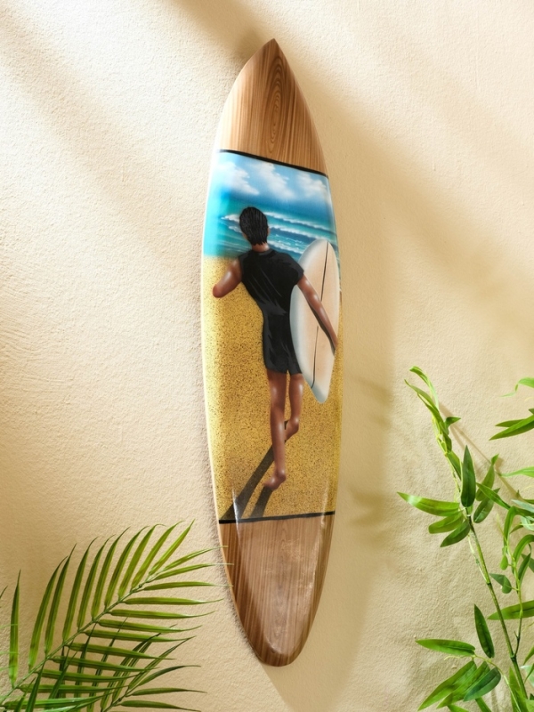 Панно "Доска для сёрфа "Сёрфингист" дерево 80х21 см
