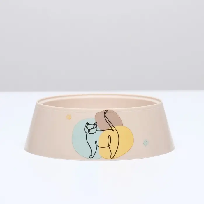 Миска для кошек &laquo;Мур-мяу&raquo;, 300 мл, 14.5&times;14.5&times;4 см, пластик, бежевая