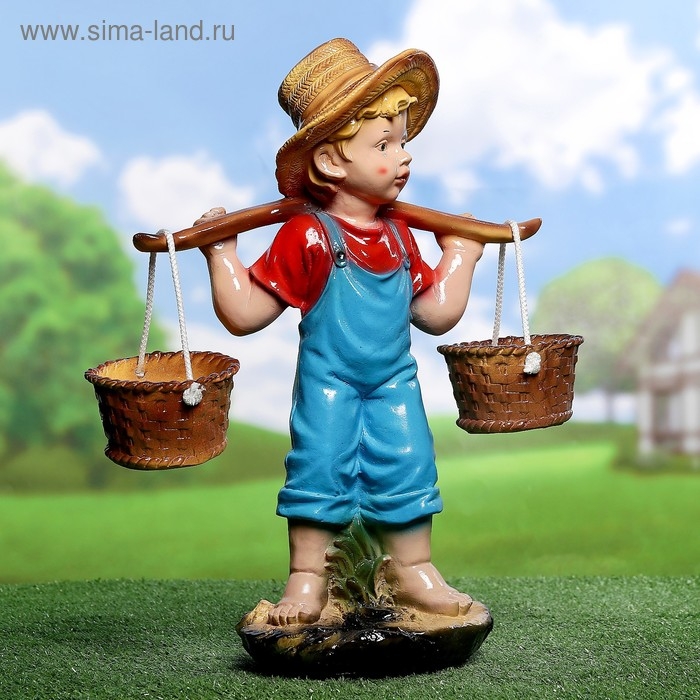 Садовая фигура из гипса «Мальчик с коромыслом», 33×18×49 см Садовая фигура из гипса «Мальчик с коромыслом», 33×18×49 см
