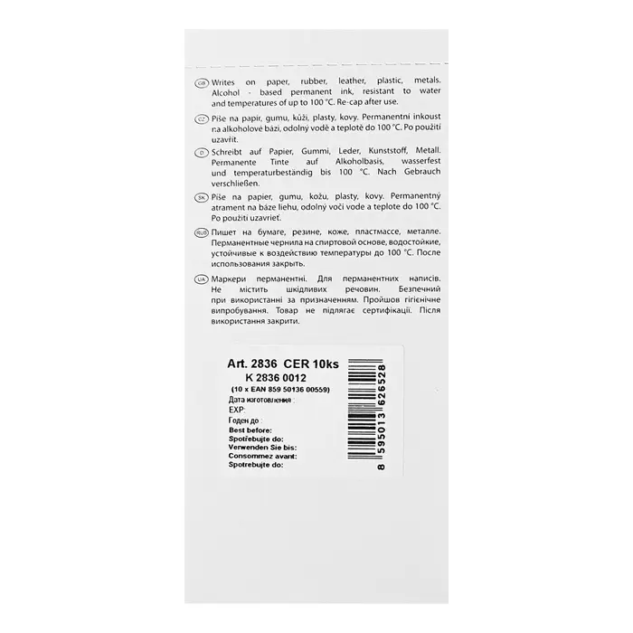 Маркер перманентный Centropen 2836, чёрный, узел 3.3 мм, линия 2 мм