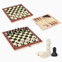 Настольная игра 3 в 1, набор: шахматы, шашки, нарды, 25&times;25 см
