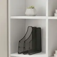 Лоток для бумаг вертикальный, металлическая сетка, 2 отделения, чёрный