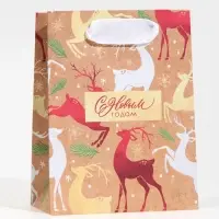 Пакет подарочный новогодний крафтовый «С Новым годом», S 12×15×5.5 см Пакет подарочный новогодний крафтовый «С Новым годом», S 12×15×5.5 см