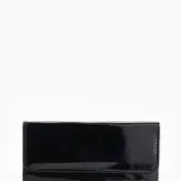 Кошелёк женский на магните, 19.5&times;2.5&times;9 см, лаковый, чёрный
