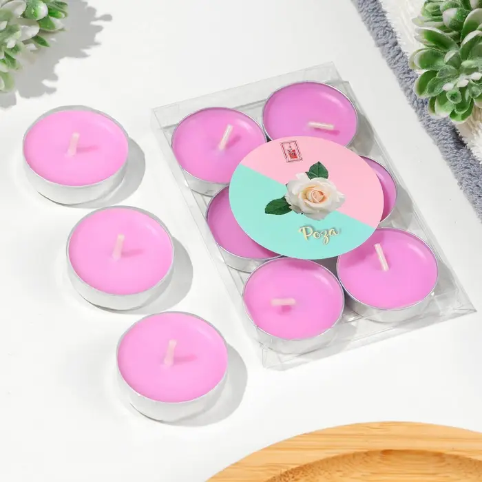 Набор свечей чайных ароматических, 6 шт, роза Набор свечей чайных ароматических, 6 шт, роза