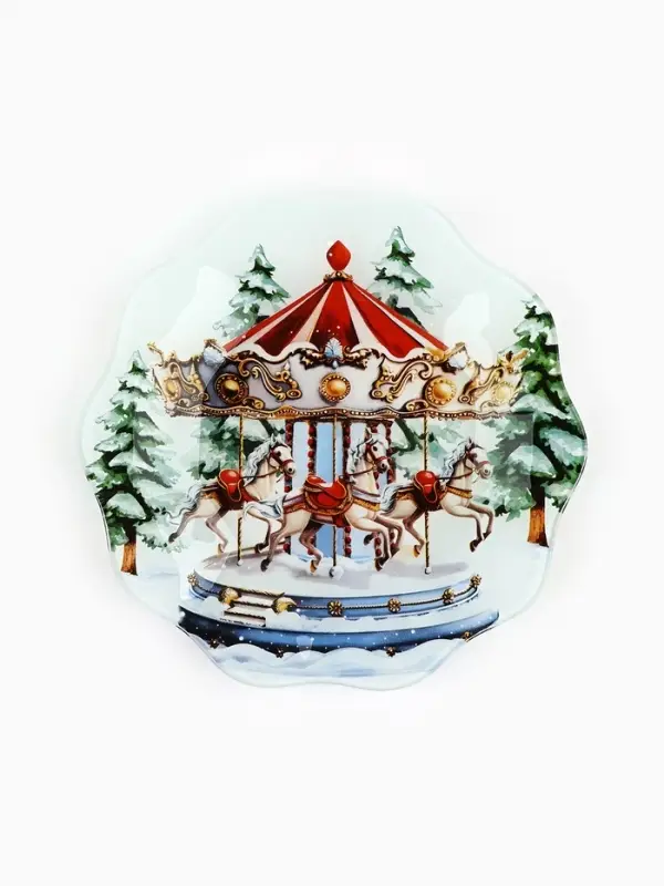 Тарелка плоская новогодняя «Карусель», d=20 см Тарелка плоская новогодняя «Карусель», d=20 см