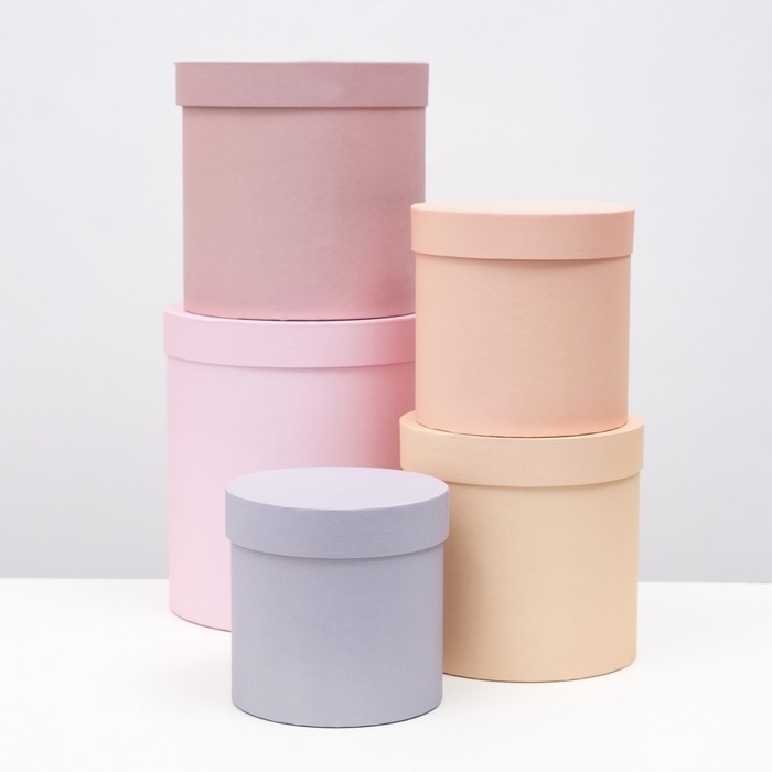 Набор круглых коробок 5 в 1  Набор круглых коробок 5 в 1 "Рассвет" 23 х 23 х 25 - 15 х 15 х 15 см