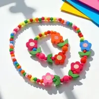 Набор детских украшений Выбражулька &laquo;Цветочное настроение&raquo;, 2 предмета: бусы, браслет d=6 см МИКС