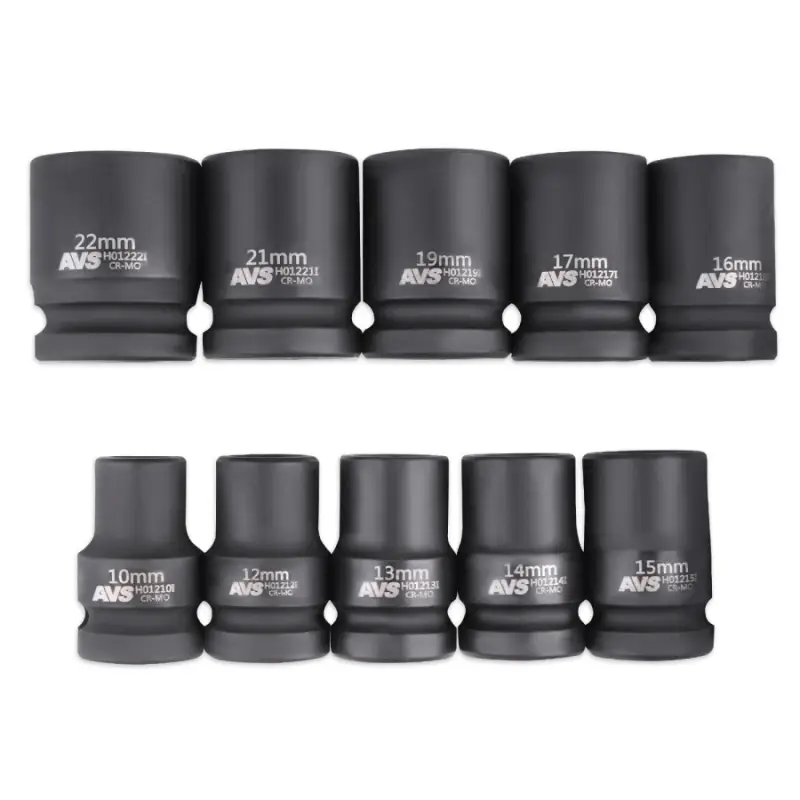 Набор головок торцевых ударных 1/2"DR (10 - 22 мм) (10 предметов) AVS NG12-10I