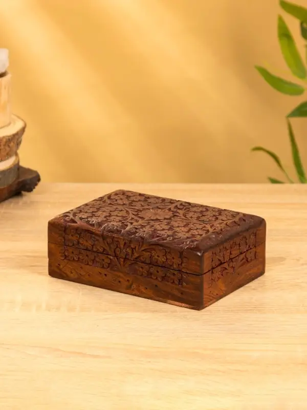 Шкатулка резная "Текстура" 18х13х6 см, дерево шишам