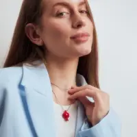 Кулон &laquo;Гранат&raquo; сочный, красный в серебре, L=80 см