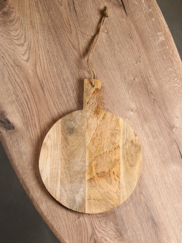 Доска разделочная круглая "Листья" дерево манго 36х28 см