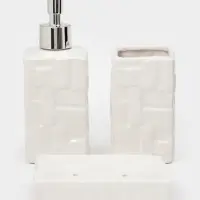 Набор для ванной "Плетение" 3 предмета (дозатор, стакан, мыльница), цвет белый