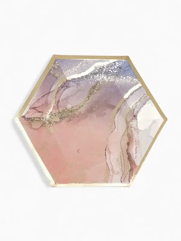 Набор тарелок мрамор розовый 23 см. (10 шт) Набор тарелок мрамор розовый 23 см. (10 шт)