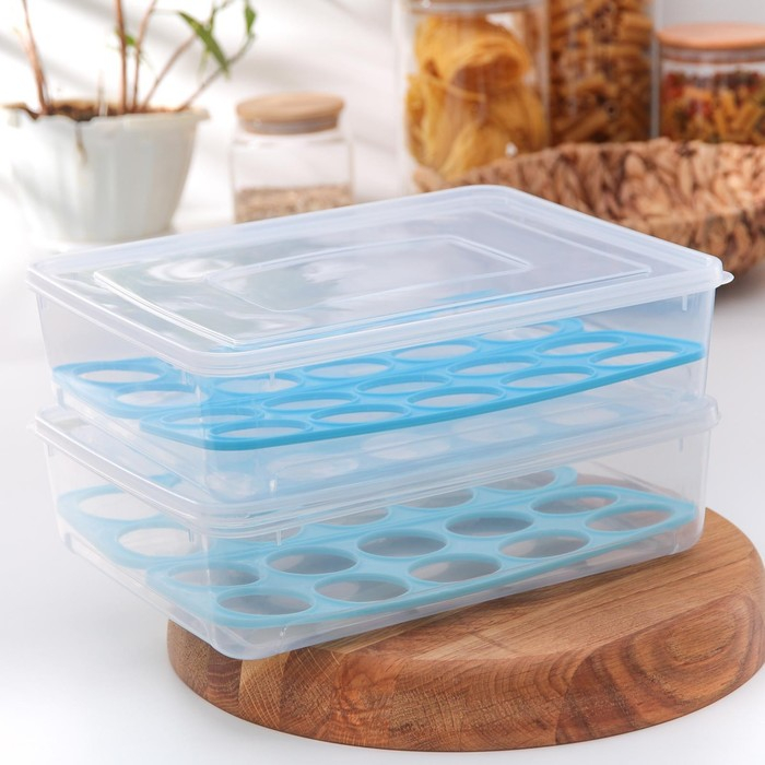 Контейнер для хранения яиц Доляна, 20 ячеек, 27,5×22×7 см, цвет МИКС