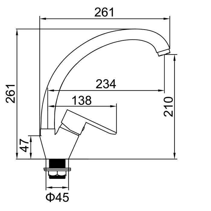 Смеситель для кухни Accoona A4008, однорычажный, с гайкой, хром Смеситель для кухни Accoona A4008, однорычажный, с гайкой, хром
