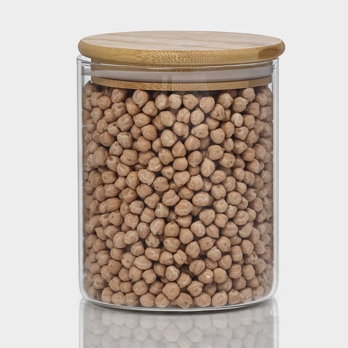 Банка стеклянная для хранения сыпучих продуктов &laquo;Эко&raquo;, 700 мл, 10&times;12,5 см, с бамбуковой крышкой