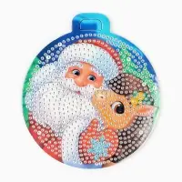 Алмазная мозаика на круглой подвеске 10&times;10 &laquo;Дед Мороз и Лошадка&raquo;