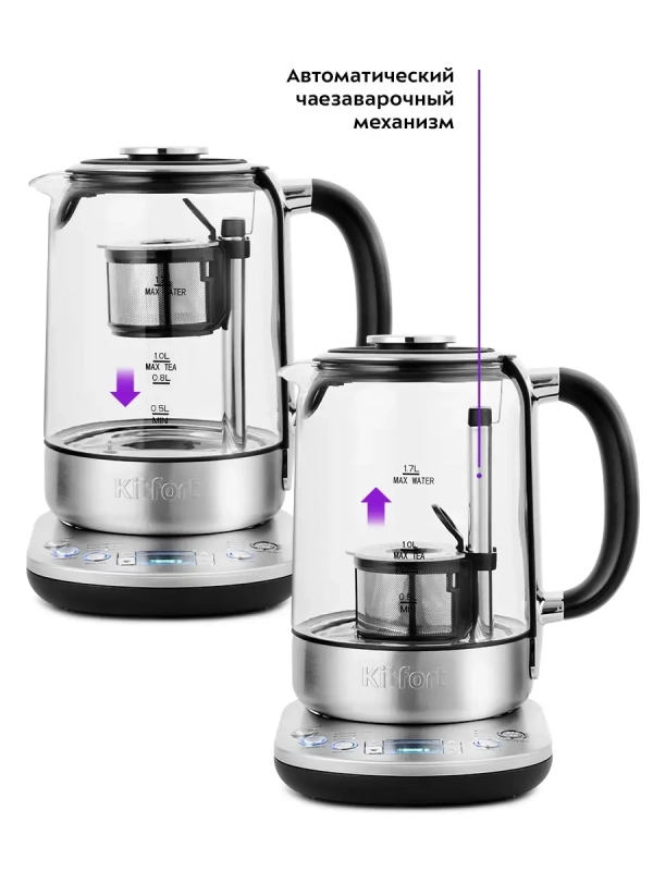 Чайник электрический стеклянный КТ-6116 - 1.7 л