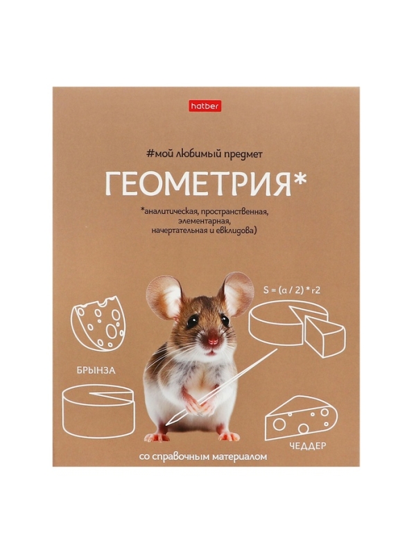 Тетрадь 48 листов в клетку &laquo;Мой любимый предмет&raquo; ГЕОМЕТРИЯ, обложка мелованный картон, Soft-touch, с интерактивным справочником, блок офсет