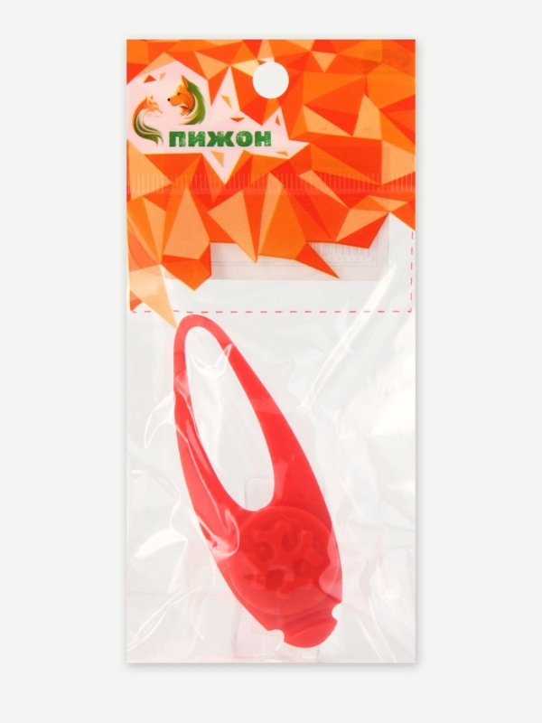 Световой маячок на ошейник/поводок с 3 режимами свечения  Световой маячок на ошейник/поводок с 3 режимами свечения "Лапка", 3,2 см, силикон, красный