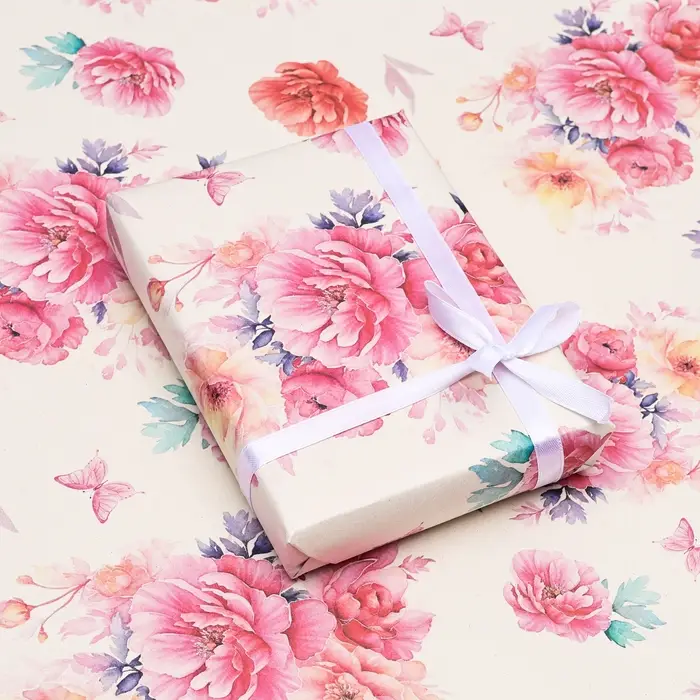Бумага упаковочная, крафт белый «Цветочный образ», 40×60 см