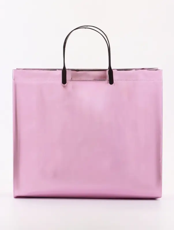 Пакет подарочный ПВХ, голография, розовый, пластиковая ручка, 32&times;28&times;11 см