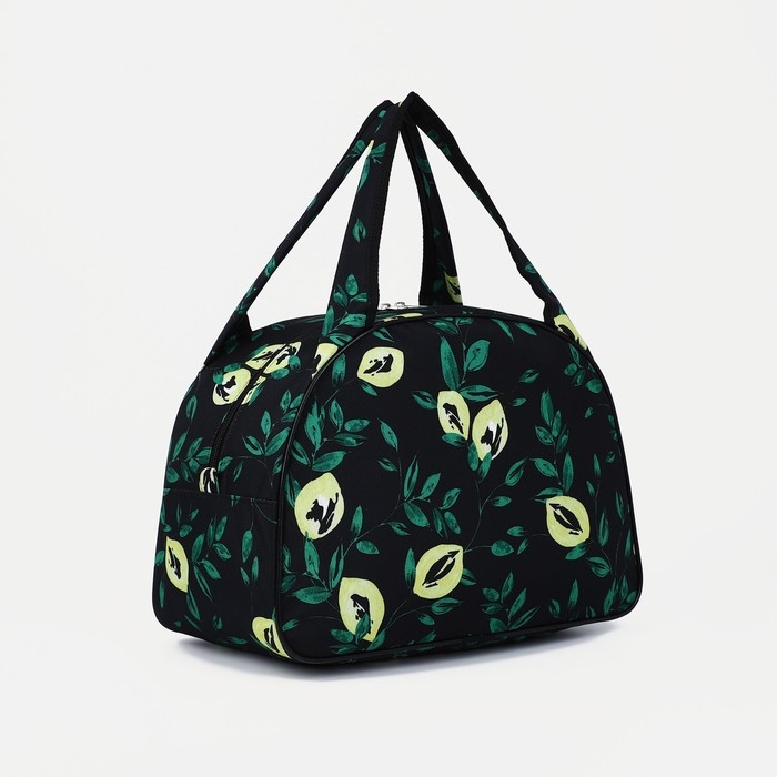 Сумка дорожная женская на молнии, цвет чёрный/зелёный Сумка дорожная женская на молнии, цвет чёрный/зелёный