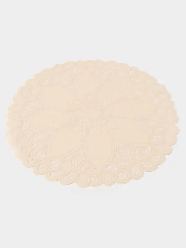 Салфетка ажурная &laquo;Цветок&raquo;, d=38 см, бежевая