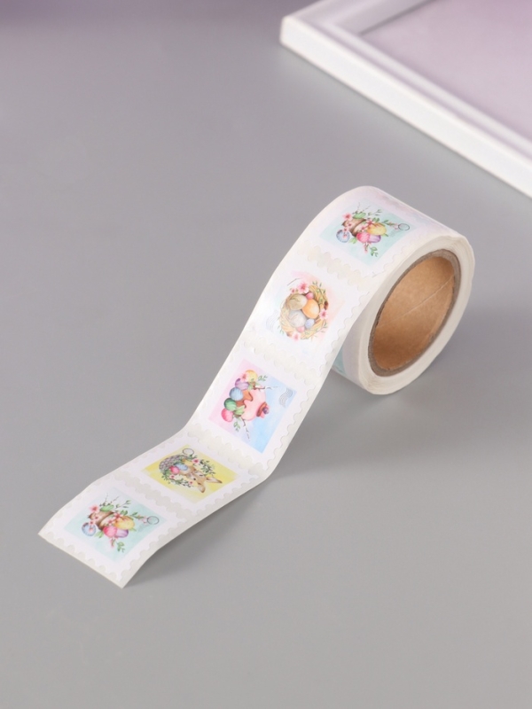 Наклейка бумага Наклейка бумага "Марки. Пасха" 3х3 см 200 шт в рулоне