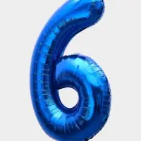Воздушный шар фольгированный 40" &laquo;Цифра 6&raquo;, темно-синий
