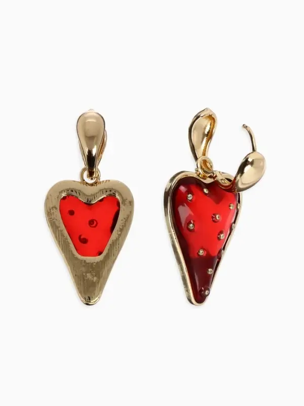 Серьги ассорти &laquo;Клубника-сердце&raquo;, красные в золоте
