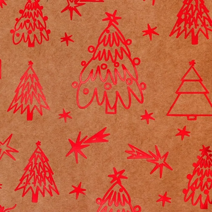 Пакет крафт с тиснением, круглая ручка, «Ёлочки» 15×21×8 см, 120 г