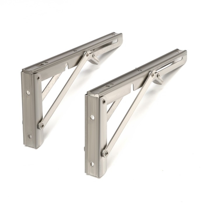 Кронштейн складной для столов и полок ТУНДРА, 2 шт., длина 250 мм, нержавеющая сталь