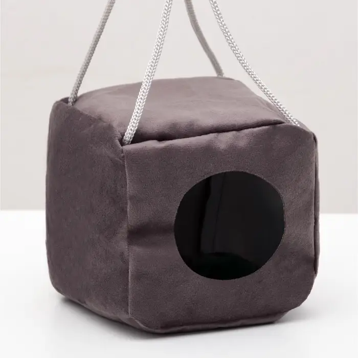 Подвесной дом для грызунов &laquo;Куб&raquo;, 12&times;12&times;12 см, мебельная ткань, флис, цвет МИКС