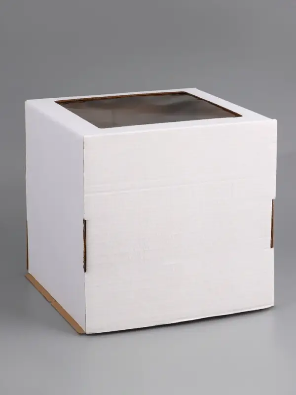 Коробка для торта, кондитерская, белая, с окном 30&times;30&times;30 см Набор 5 шт.