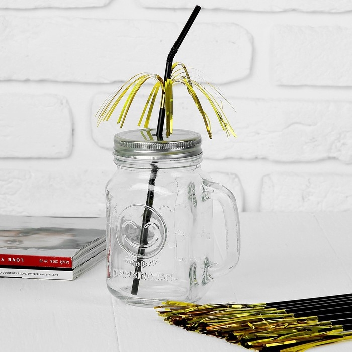 Трубочка для коктейля «Дождик», набор 12 шт., цвет золотой Трубочка для коктейля «Дождик», набор 12 шт., цвет золотой