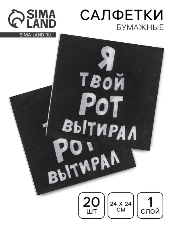 Салфетки бумажные однослойные &laquo;Я твой рот вытирал&raquo;, 24&times;24, 20 шт.