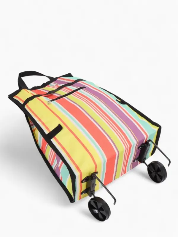 Сумка тележка хозяйственная, складная, на липучке, 2 колеса, наружный карман, 32&times;13&times;52 см, разноцветная