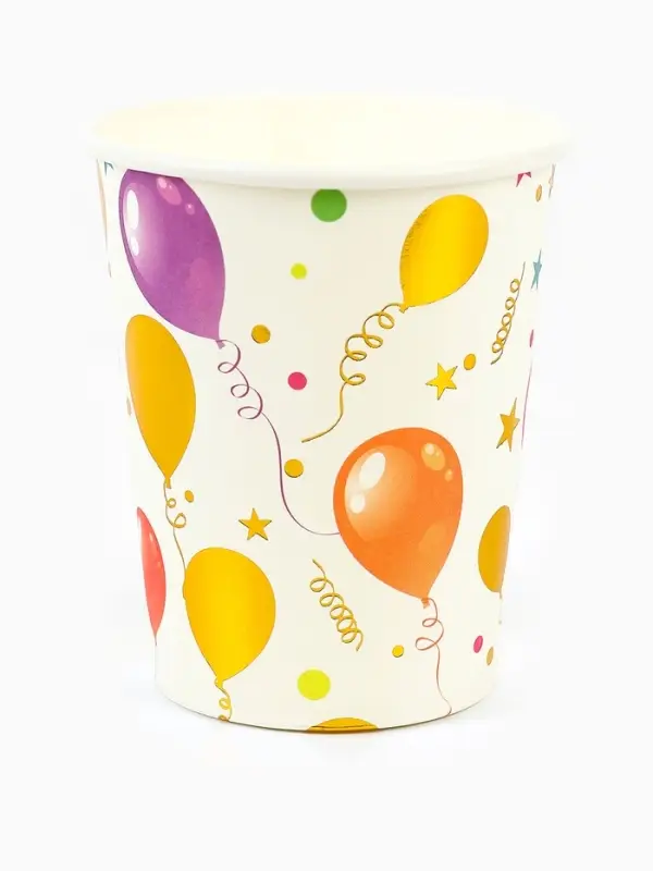 Стаканы (250 мл) Воздушные шарики, Разноцветный, Металлик, 6 шт.