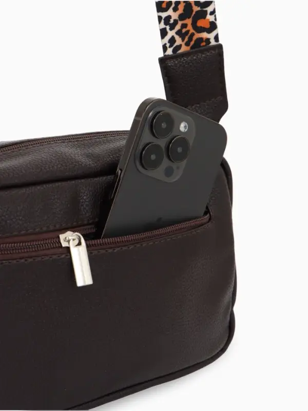 Сумка женская кросс-боди TEXTURA на молнии, 21&times;7&times;13 см, тёмно-коричневая